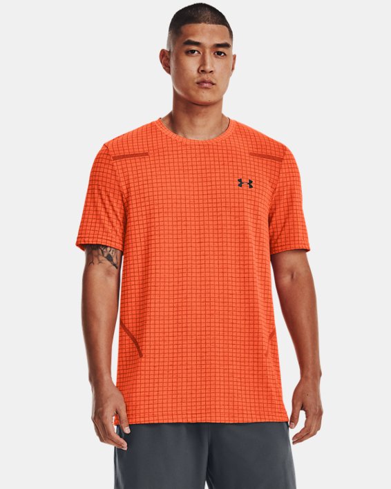 Men's UA Seamless Grid Short Sleeve, Orange, pdpMainDesktop image number 0